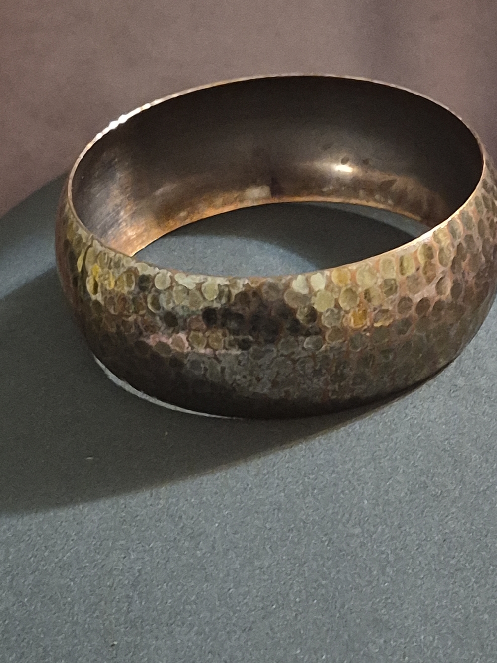 Hammered Copper Tone Decorative Bangle Bracelet